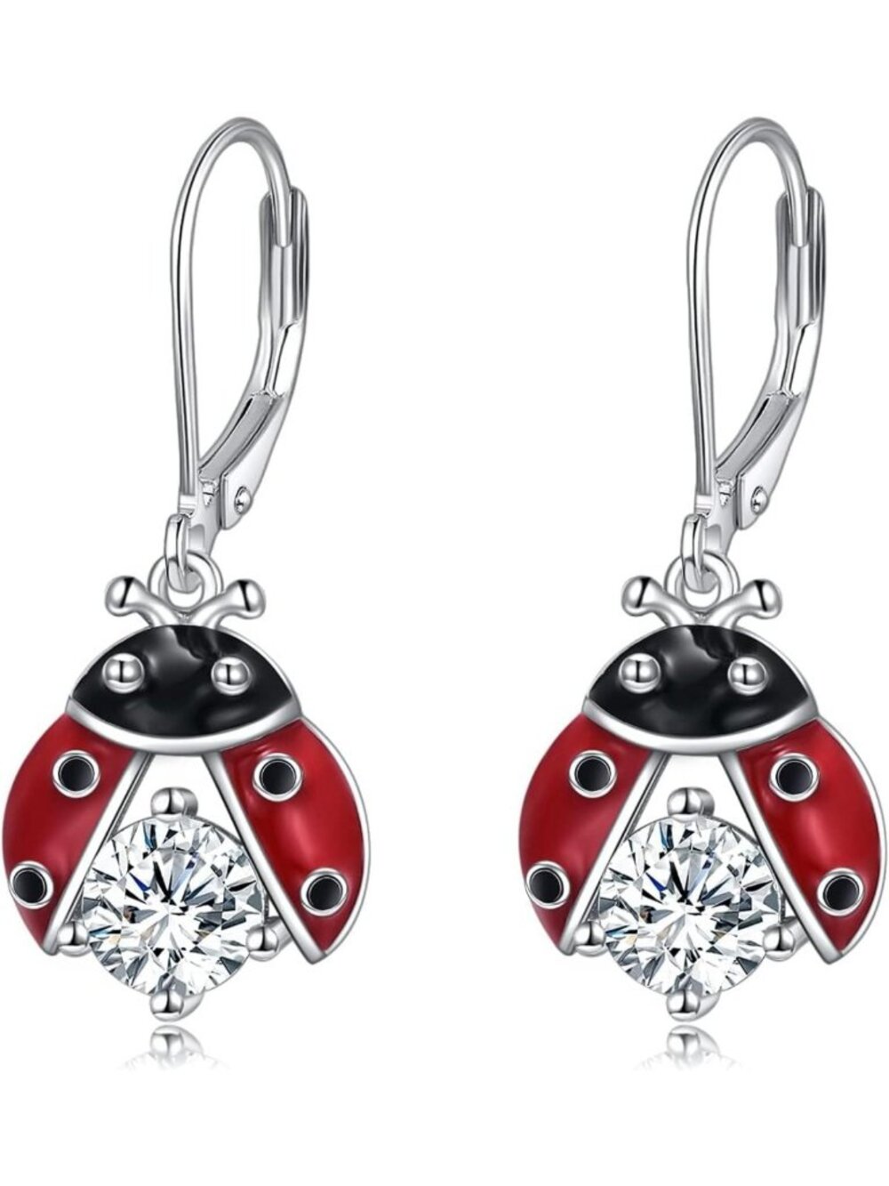 Charming Ladybug Dangle Earrings for Women - 925 Sterling Silver Jewelry Gift